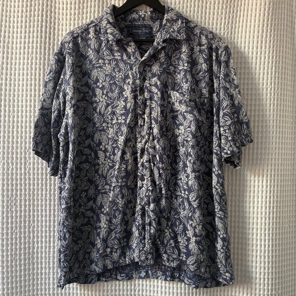 Common Man by Dale Waters men's silk Hawaiian tiki floral casual shirt size L - Picture 1 of 6